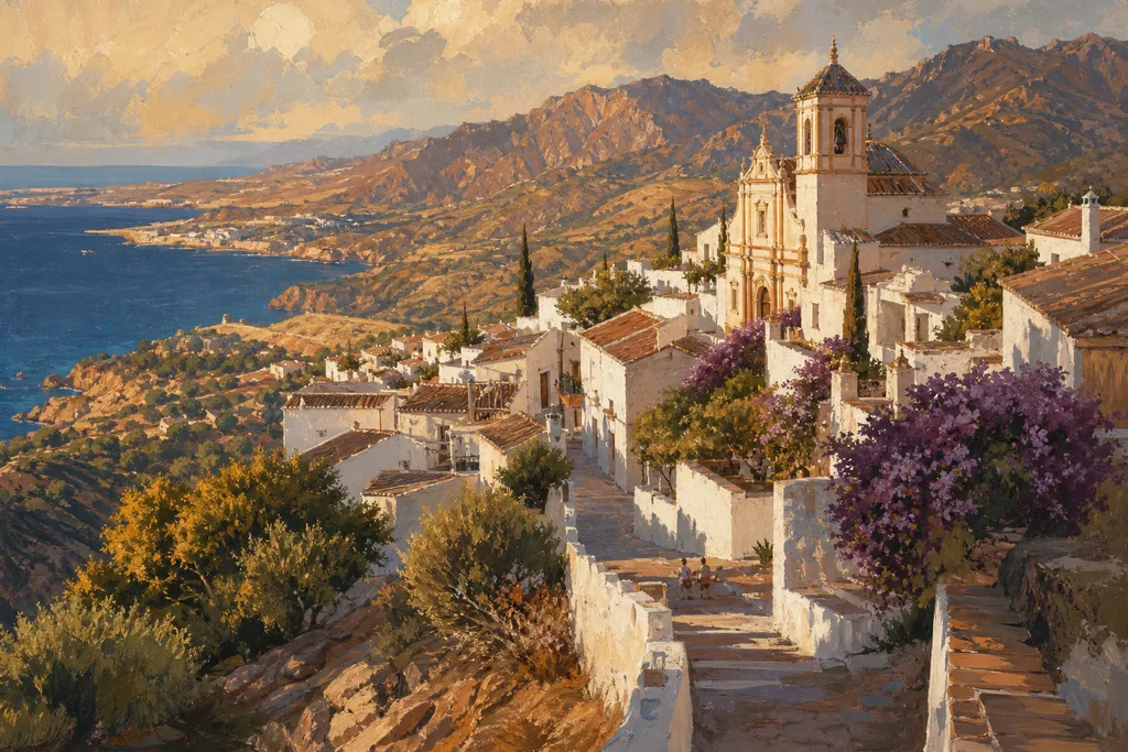 Illustration peinte : Andalousie blanche, de Frigiliana à Setenil de las Bodegas